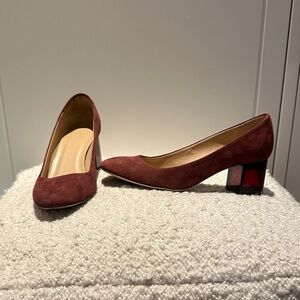 J.Crew Elegant Burgundy Block Heel Pumps